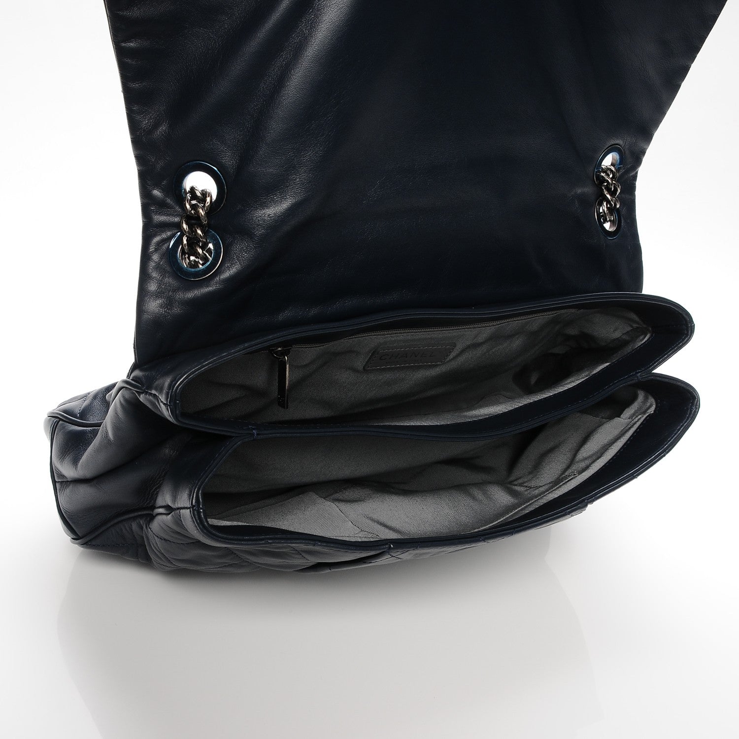 Chanel Calfskin Quilted Coco Pleats Flap Dark Navy Blue 5 of 8