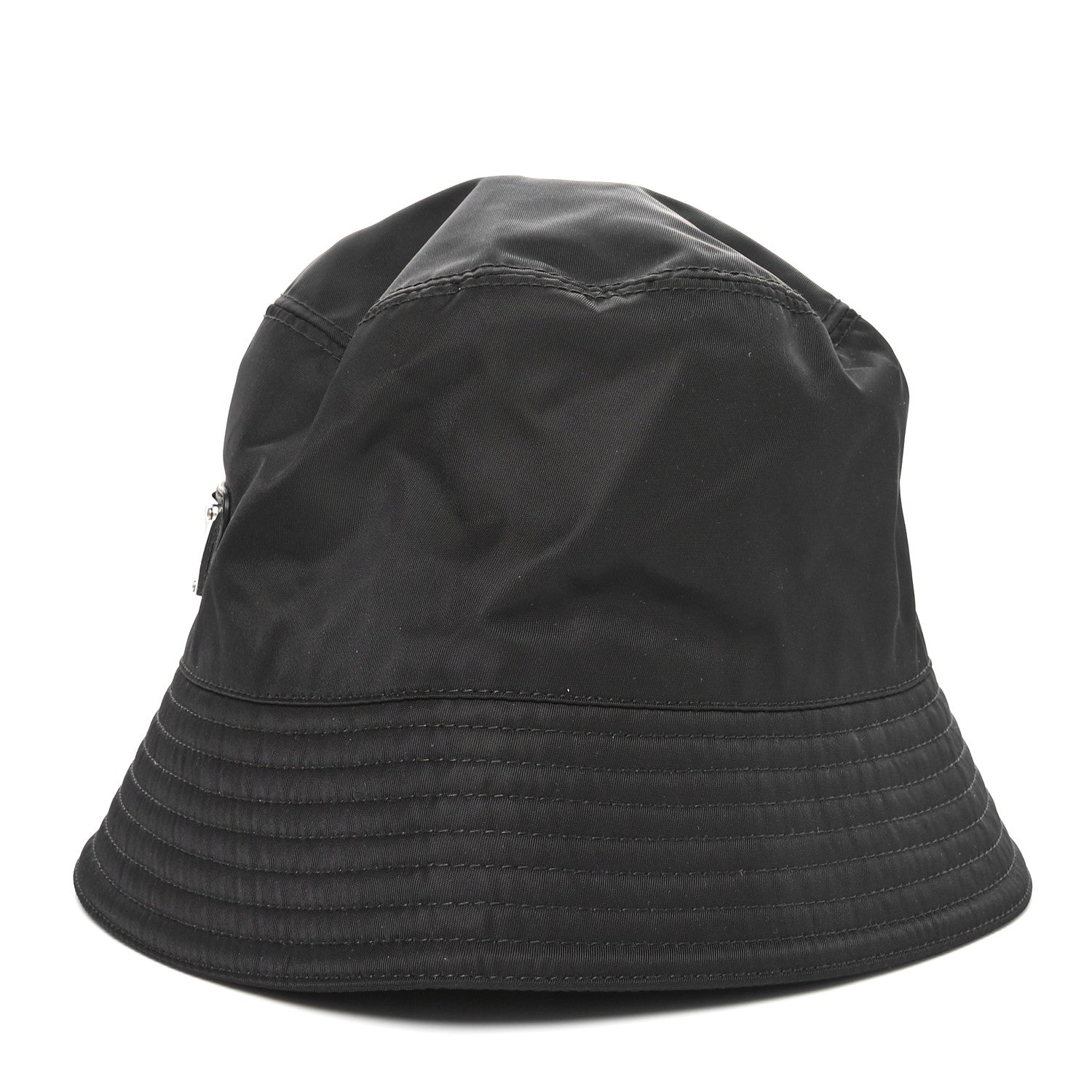 Prada Re-Nylon Metal Triangle Logo Womens Bucket Hat M Black 4 of 10