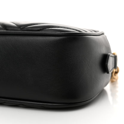 Gucci Calfskin Matelasse Small GG Marmont Chain Shoulder Bag Black 10 of 13