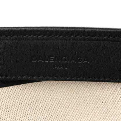 Balenciaga Cotton Canvas Satin Calfskin S Navy Cabas Natural Black 7 of 11