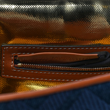 Fendi Denim Vitello King FF Embroidered Large Baguette Blue Cuoio 7 of 10