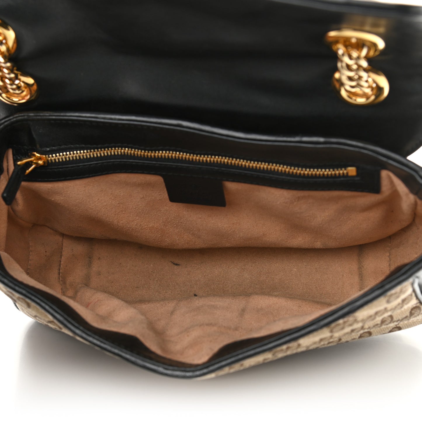 Monogram Matelasse Diagonal Small GG Marmont Shoulder Bag Beige Black