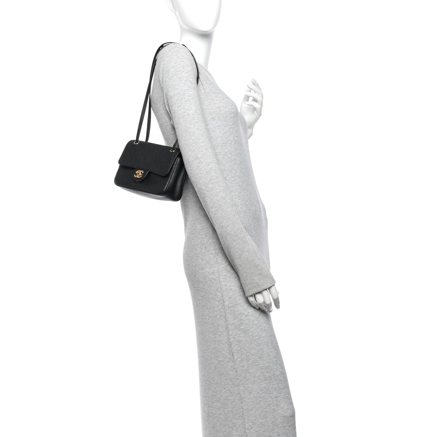 Grained Calfskin Mini Souplissimo Maxi Flap Black