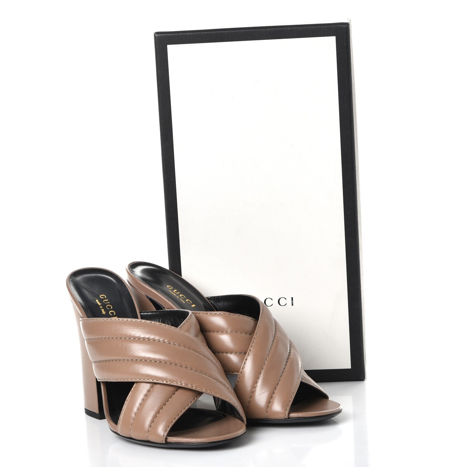 Gucci Malaga Kid Webby Crossover High Heel Slide Sandals 39.5 Porcelain Rose 9 of 9