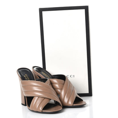 Gucci Malaga Kid Webby Crossover High Heel Slide Sandals 39.5 Porcelain Rose 9 of 9