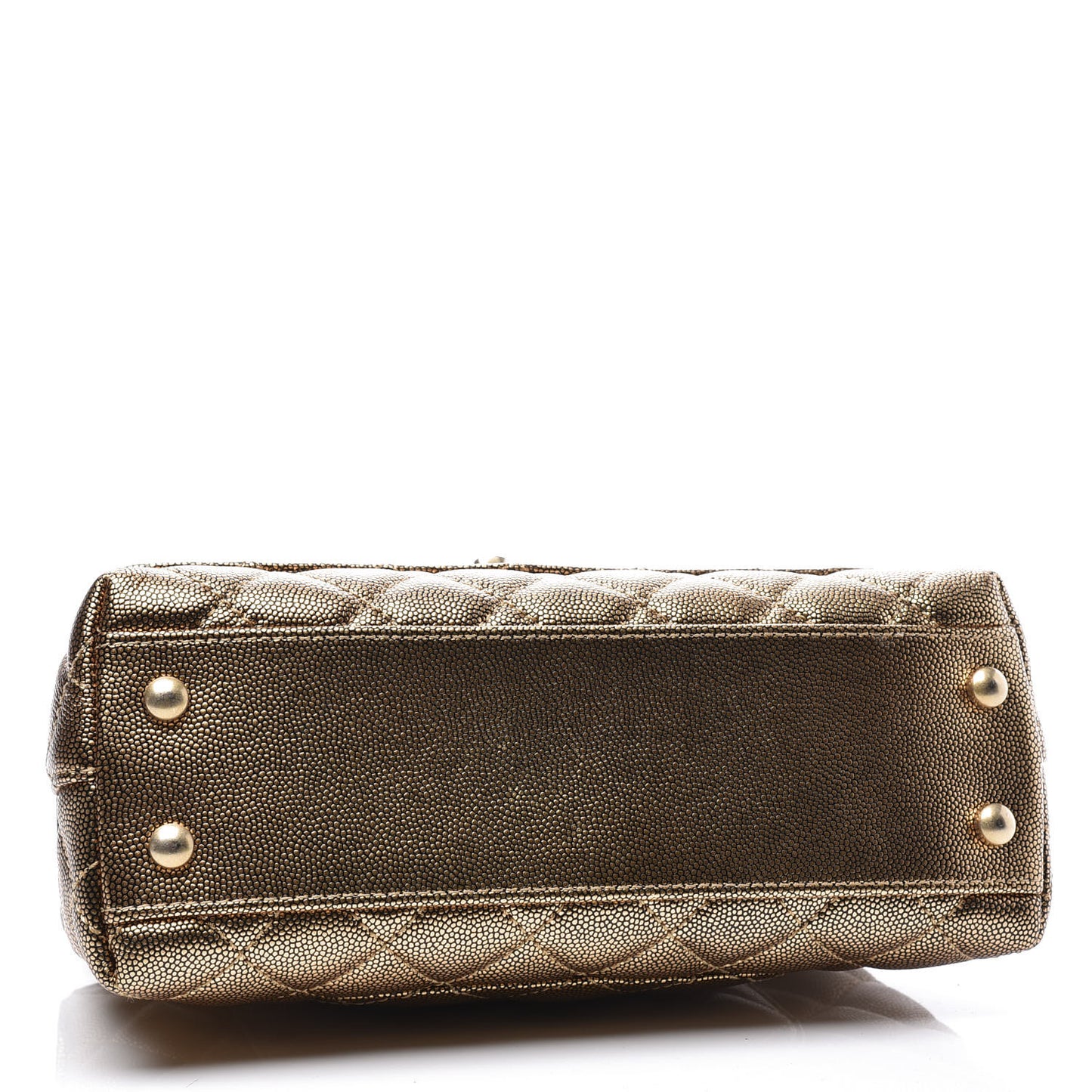 Metallic Caviar Quilted Mini Coco Handle Flap Gold