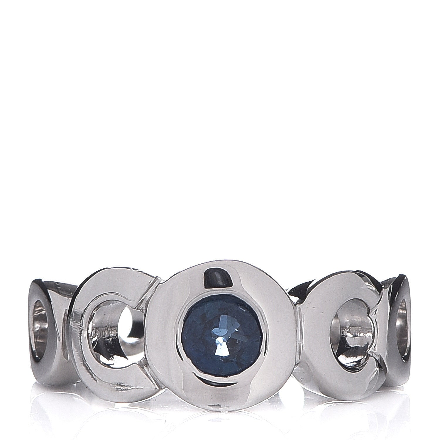 Chanel 18K White Gold Blue Sapphire Coco Ring 49 4.75 1 of 5