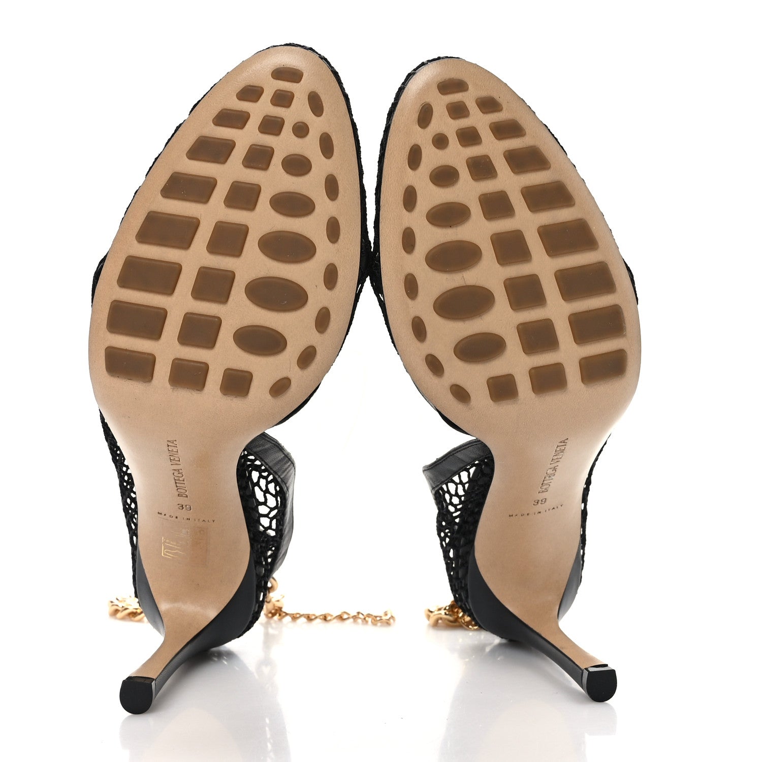 Bottega Veneta Mesh Nappa Chunky Chain Sandals 39 Black 5 of 7