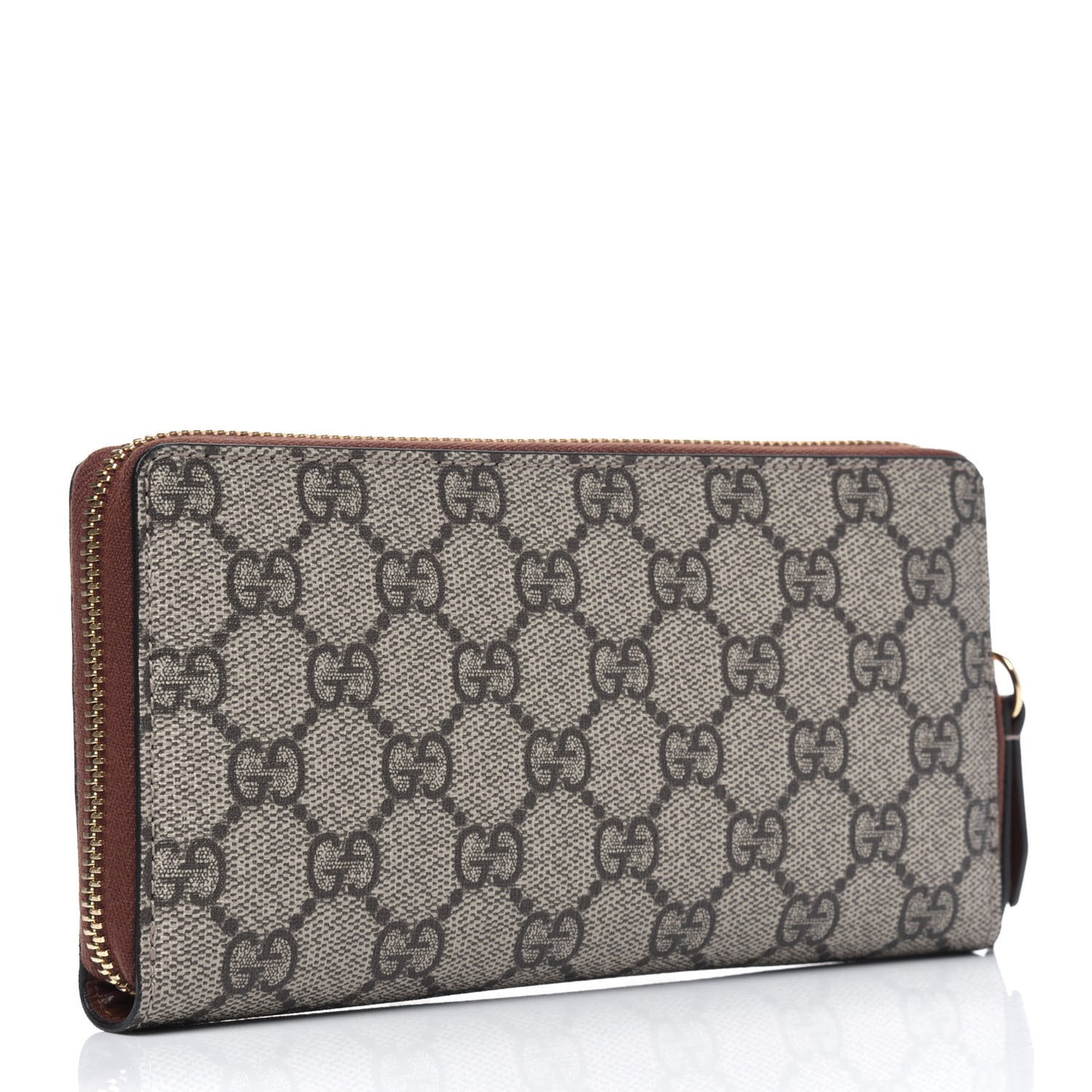 GG Supreme Monogram Cuoio Toscano Zip Around Wallet Beige Ebony Cuir