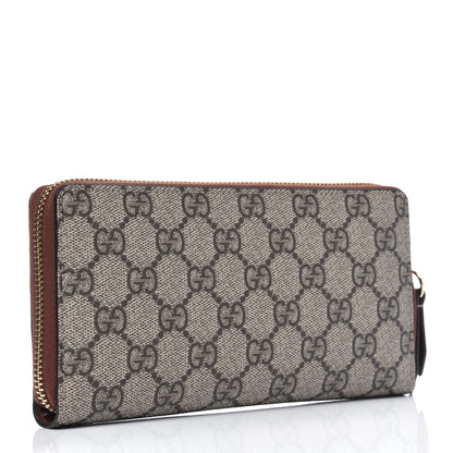 Gucci GG Supreme Monogram Cuoio Toscano Zip Around Wallet Beige Ebony Cuir 2 of 4