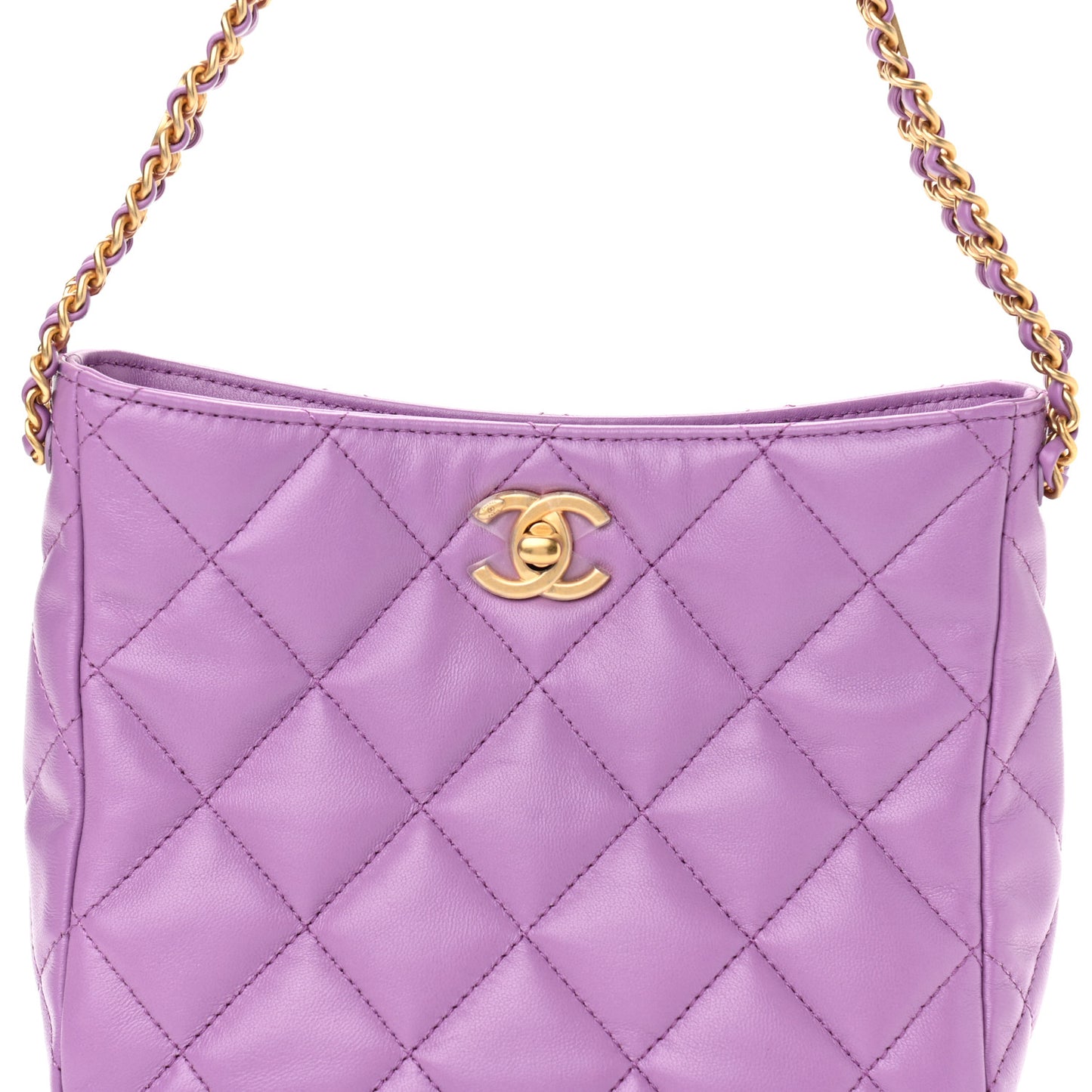 Lambskin Quilted Small Pick Me Up Hobo Purple