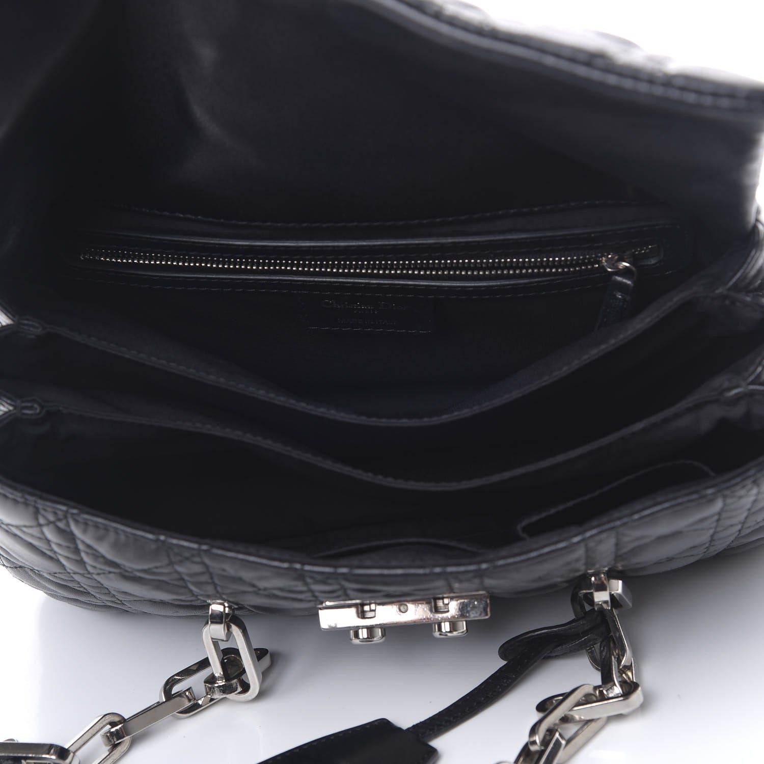 Christian Dior Lambskin Cannage Flap Bag Black 4 of 10