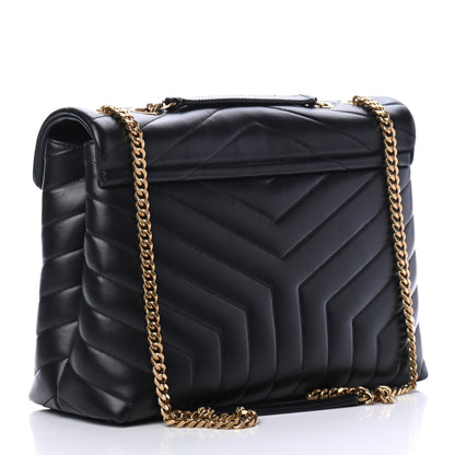 Saint Laurent Calfskin Y Quilted Monogram Medium Loulou Chain Satchel Black 2 of 4