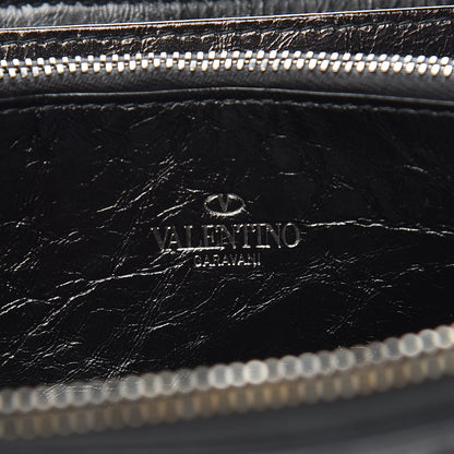 Valentino Garavani Craquele Calfskin Rockstud Zip Around Wallet Black 6 of 10