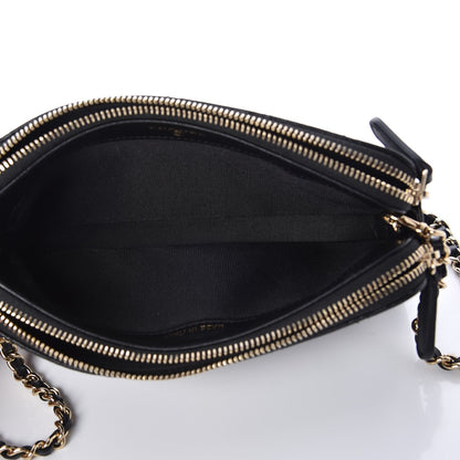 Chanel Metallic Lambskin Flat Quilted Clutch With Chain Black 5 of 9