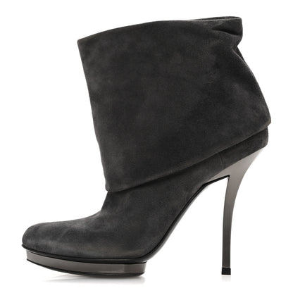 Gucci Suede Platform Foldover Ankle Boots 35 Grey 1 of 9