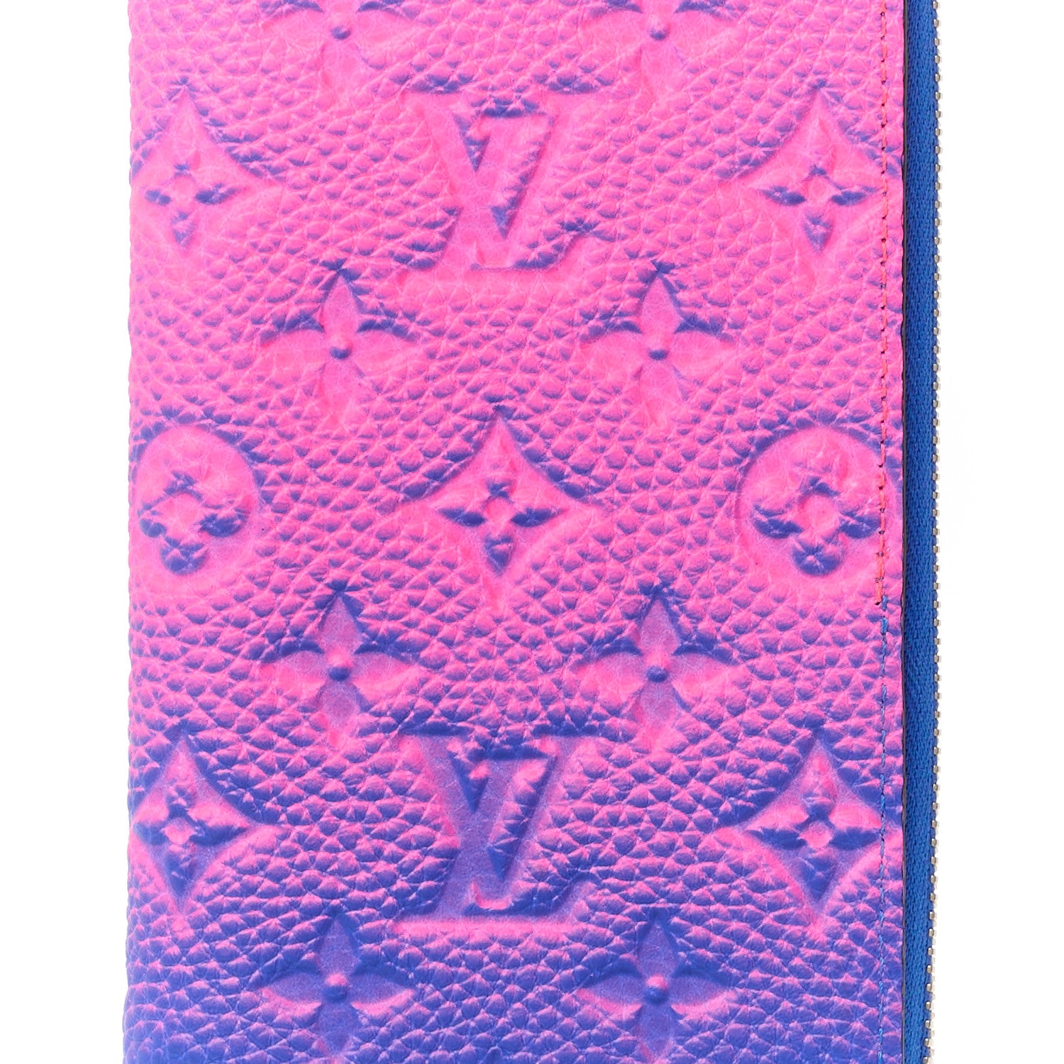 Louis Vuitton Taurillon Illusion Zippy Vertical Wallet Bleu Rose 10 of 13