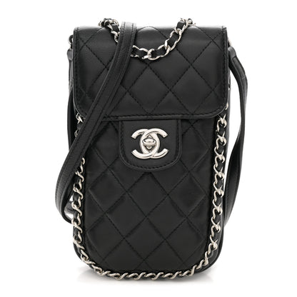 Chanel Lambskin Quilted Chain Around Flap Crossbody Black 1 of 12
