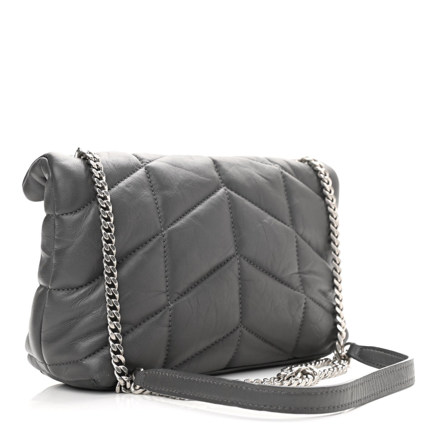 Lambskin Quilted Toy Loulou Puffer Monogram Chain Satchel Storm