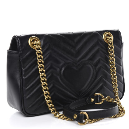 Gucci Calfskin Matelasse Small GG Marmont Shoulder Bag Black 2 of 9