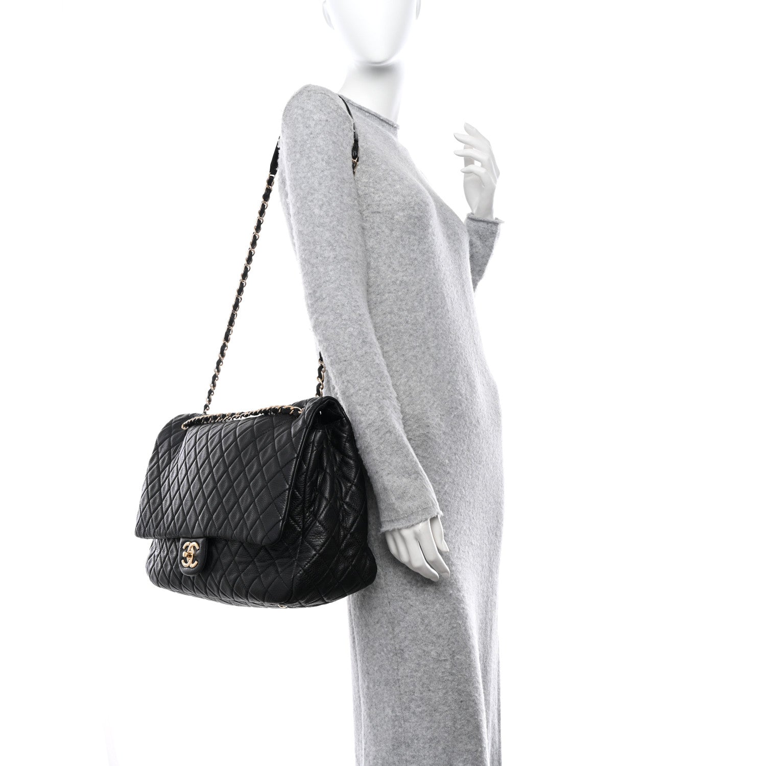 Chanel Calfskin Quilted XXL Travel Flap Bag Black 2 of 13