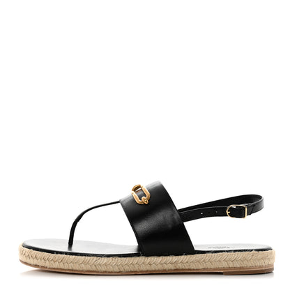 Hermes Goatskin Eloise Espadrille Sandals 41 Black 1 of 9