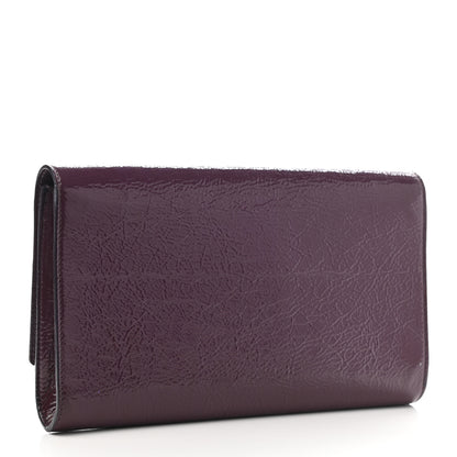 Saint Laurent Textured Patent Monogram Large Belle De Jour Clutch Purple 3 of 8