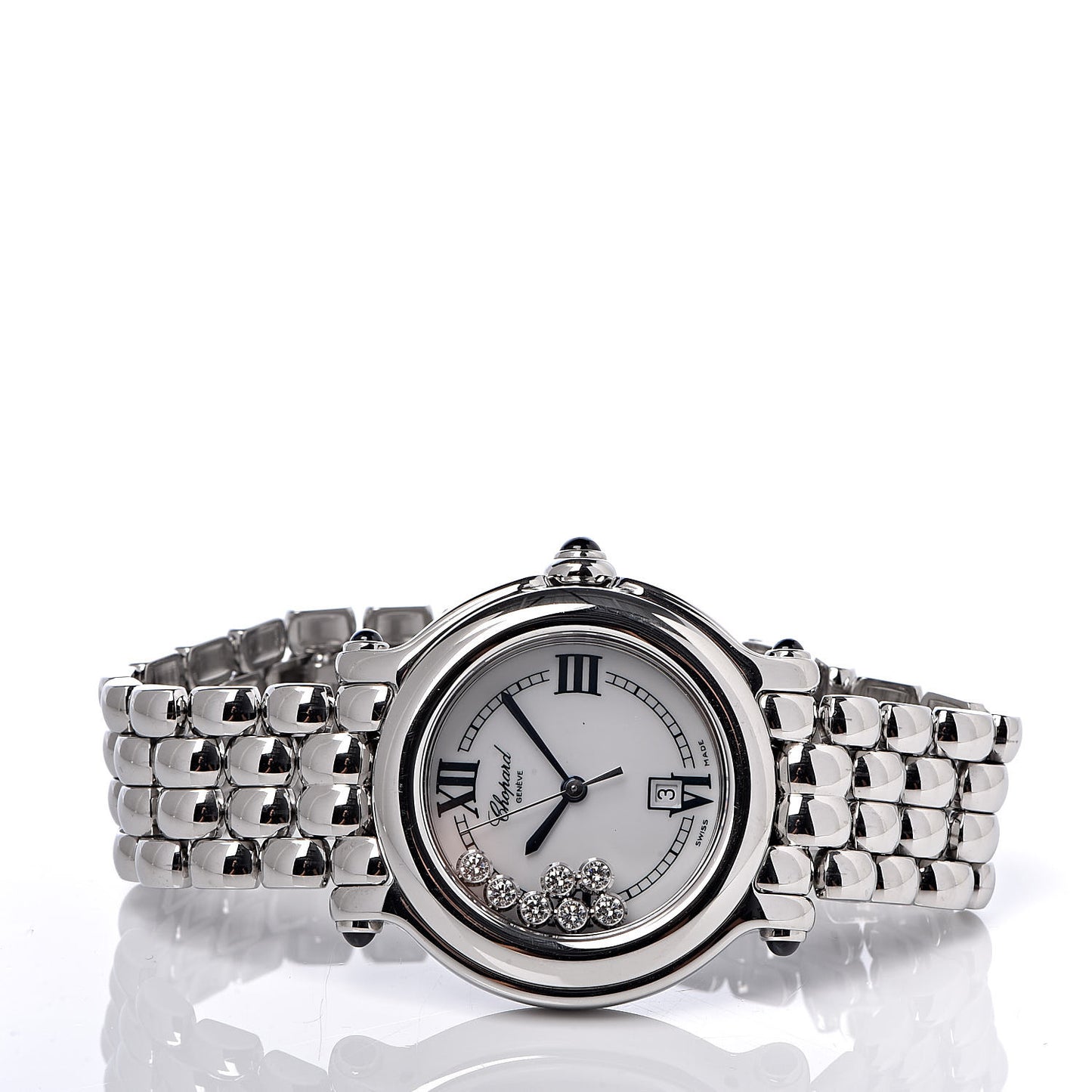 Stainless Steel 7 Diamond 32mm Happy Sport Quartz Watch