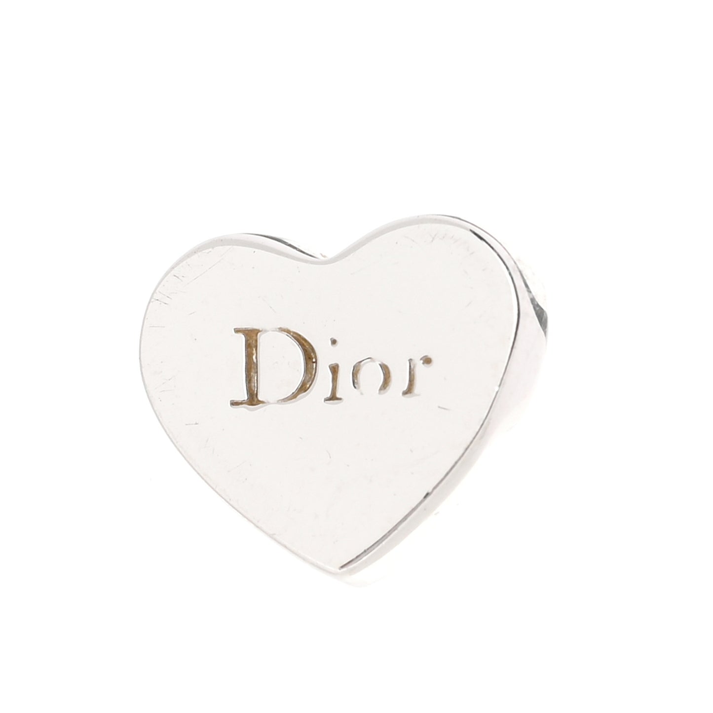 Metal Heart Logo Earrings Silver