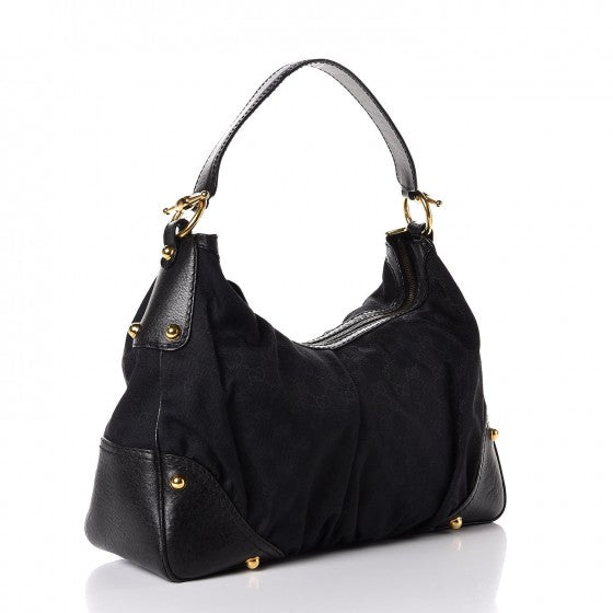 Gucci Monogram Medium Jockey Hobo Black 3 of 8
