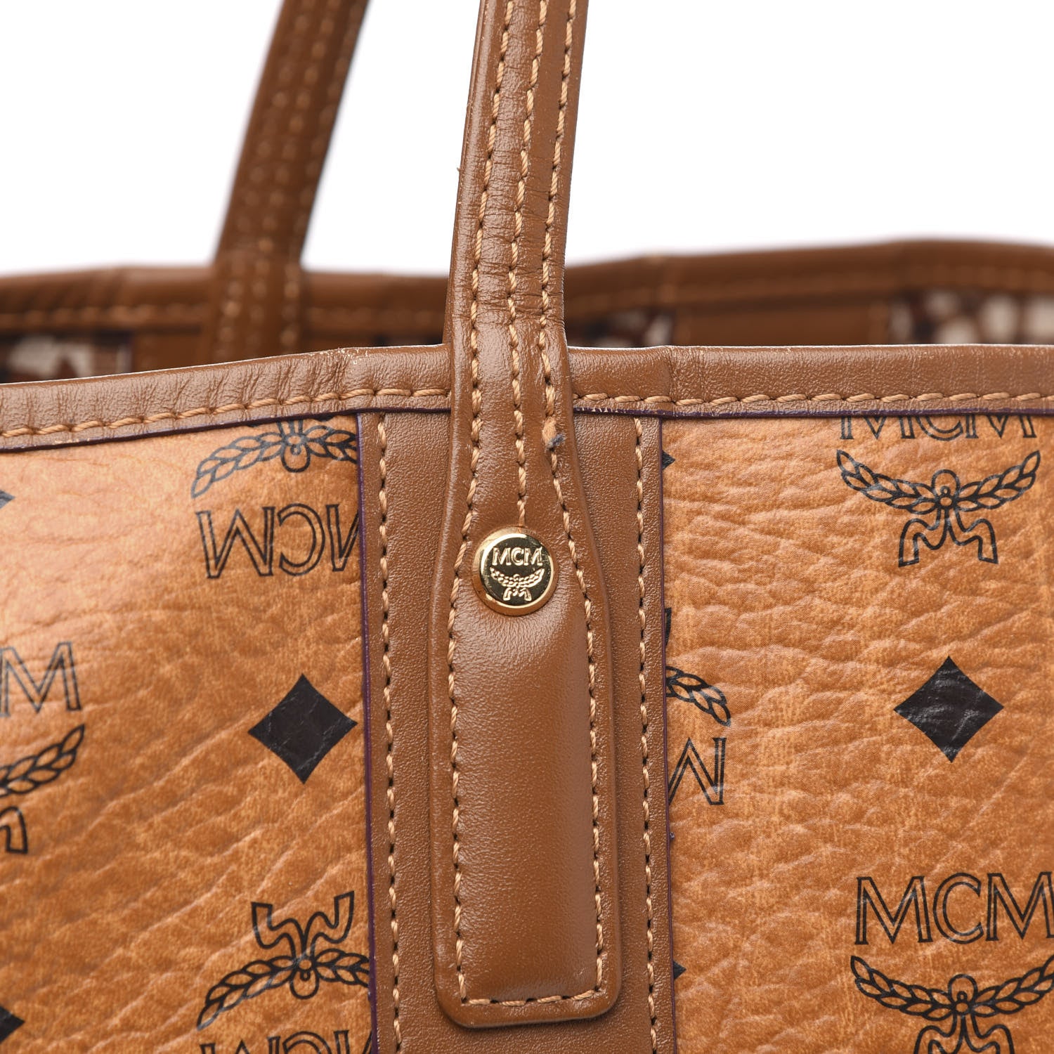 MCM Visetos Large Liz Reversible Shopper Tote Cognac 14 of 19