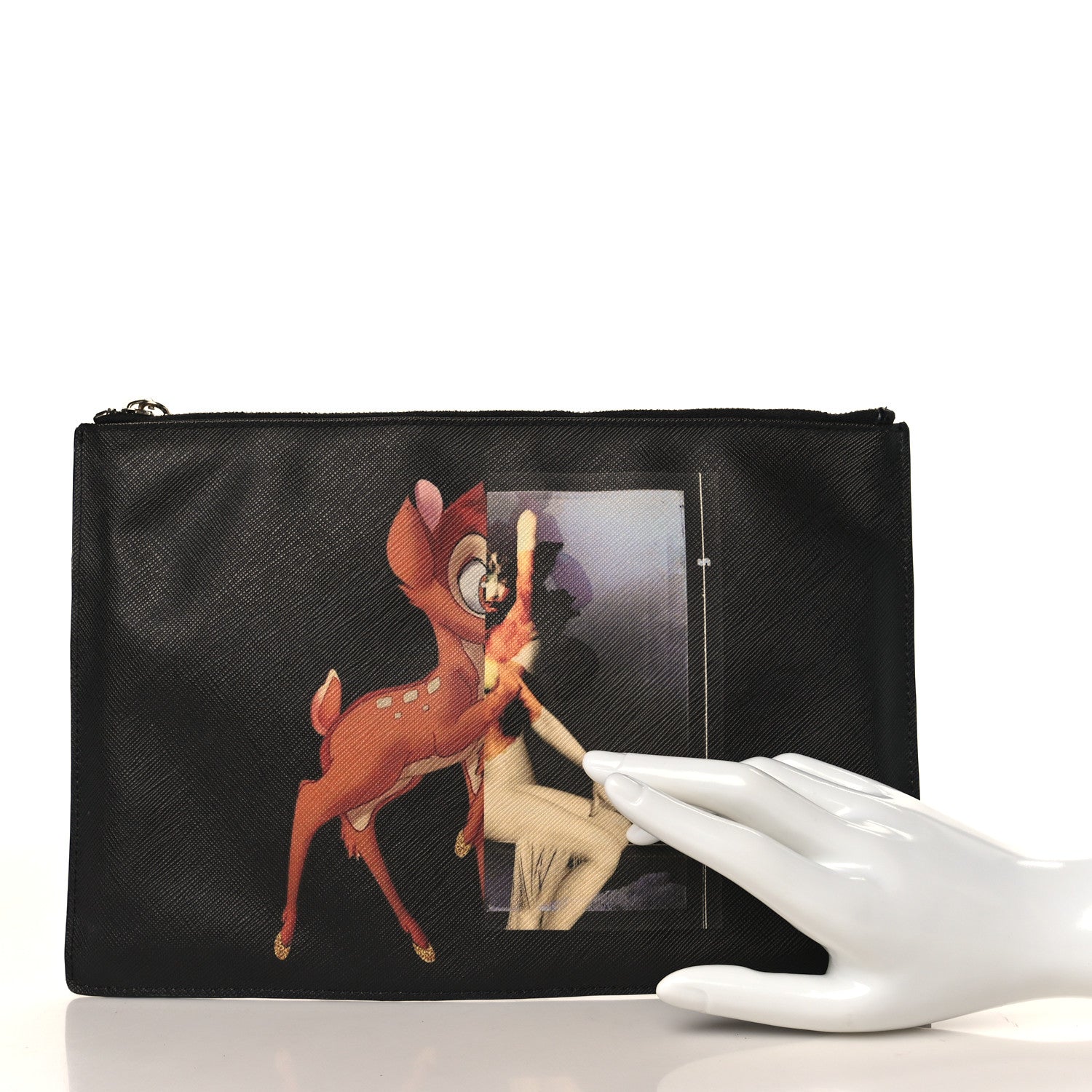 Givenchy Textured Coated Canvas Bambi Print Cosmetic Pouch Black 2 of 10