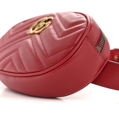 Gucci Calfskin Matelasse GG Marmont Belt Bag 75 30 Hibiscus Red 10 of 10