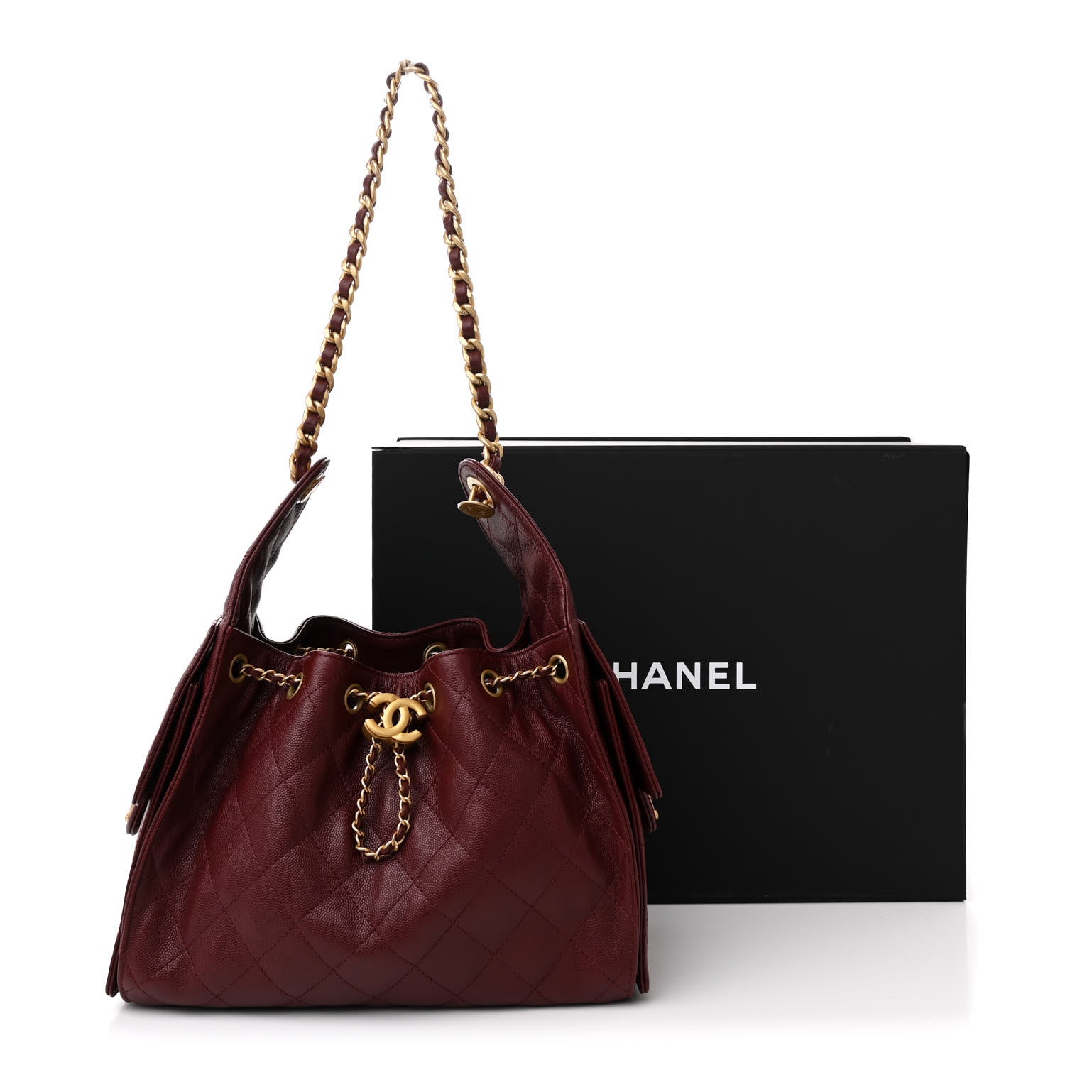 Chanel Caviar Quilted Small Chanel 25 Handbag Burgundy 11 of 11