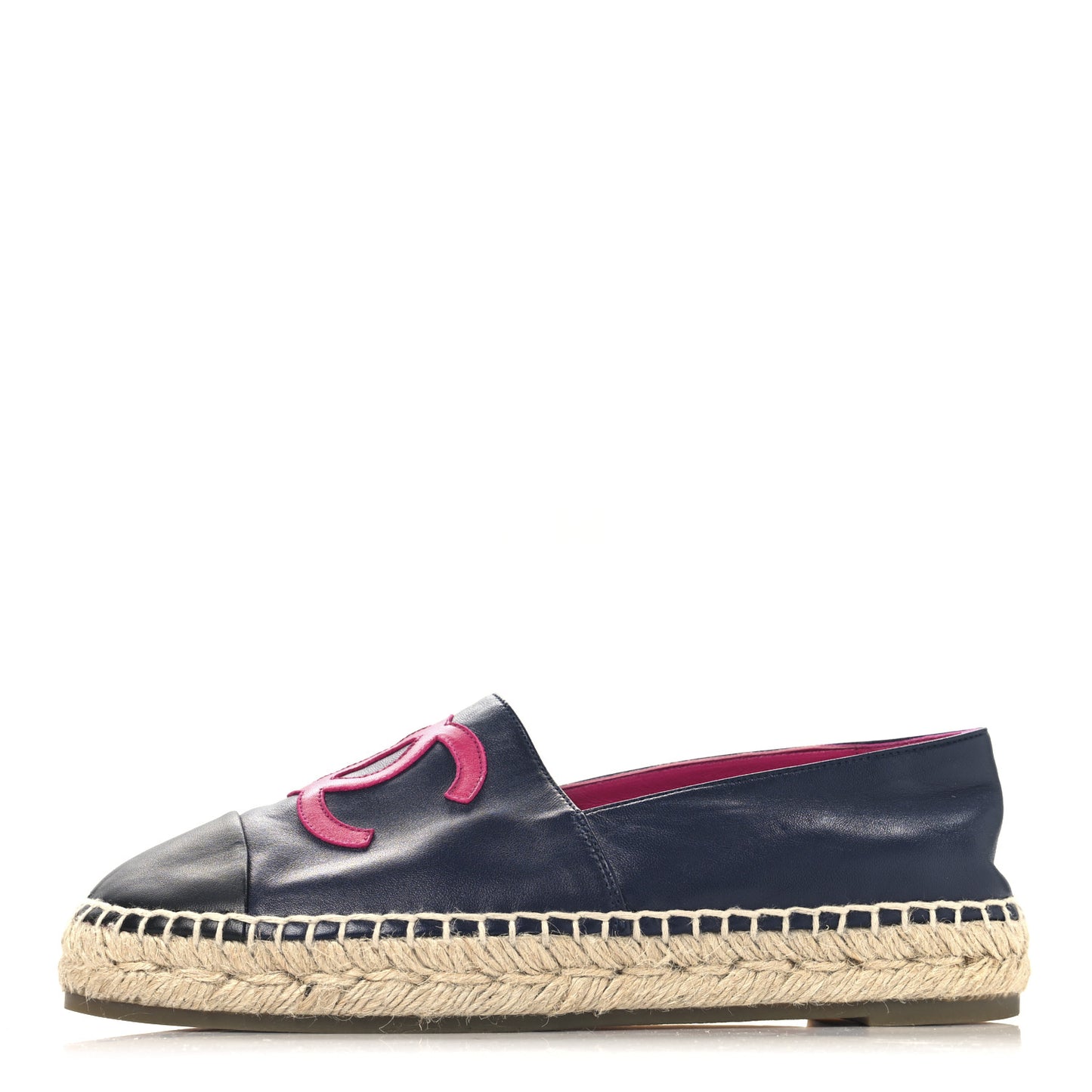 Lambskin CC Espadrilles 38 Navy Fuchsia Black