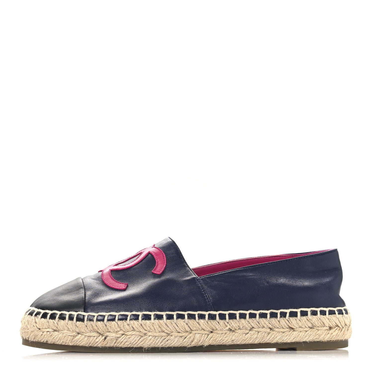 Chanel Lambskin CC Espadrilles 38 Navy Fuchsia Black 1 of 10