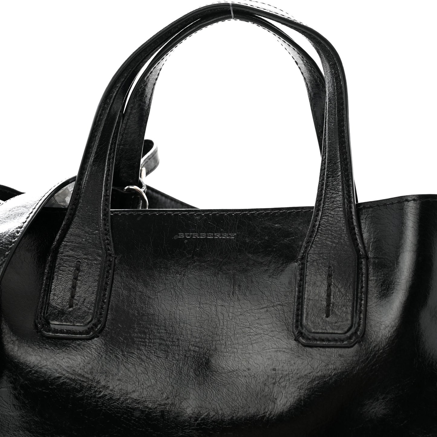 Shiny Soft Calfskin Medium Banner Tote Tote Black