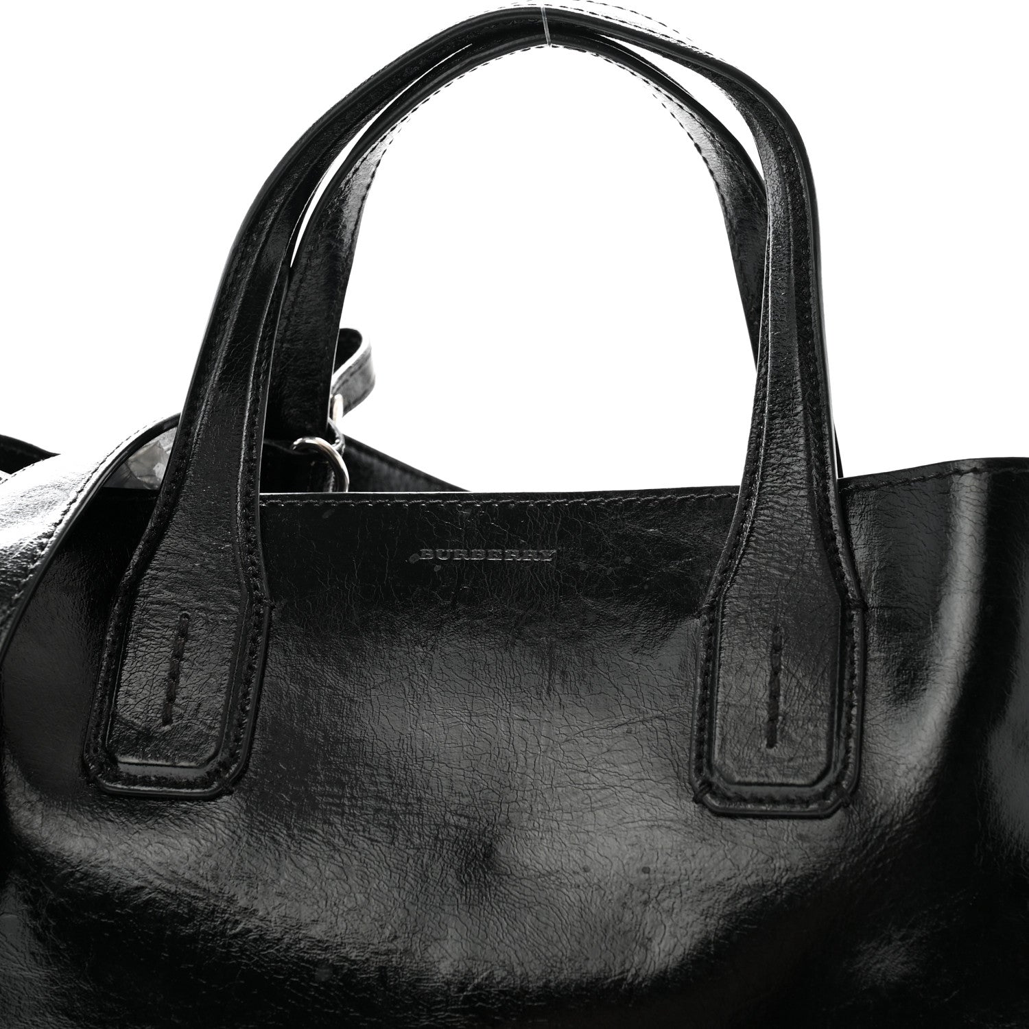 Burberry Shiny Soft Calfskin Medium Banner Tote Tote Black 8 of 11