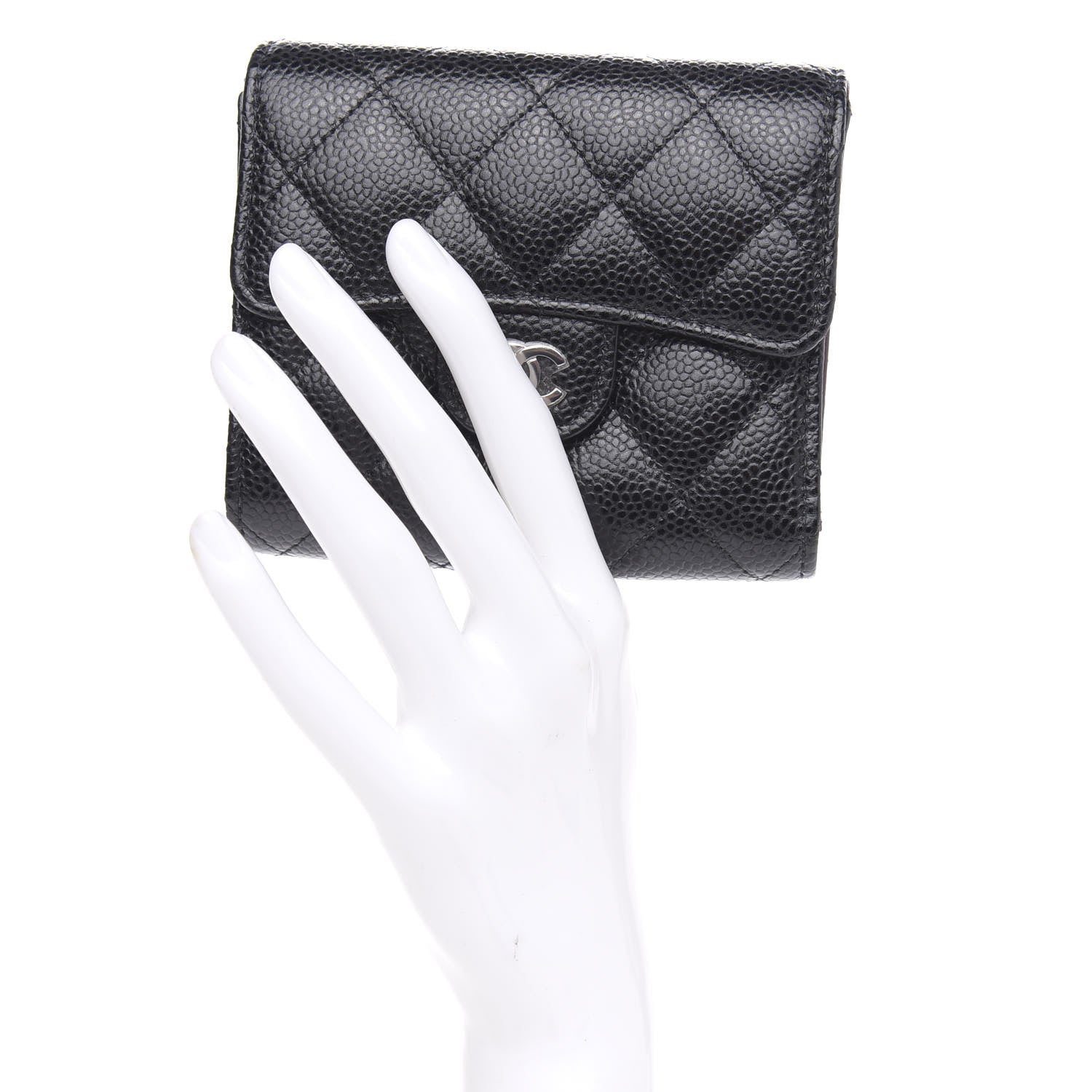 Chanel Caviar Quilted Compact Flap Wallet Black 2 of 9