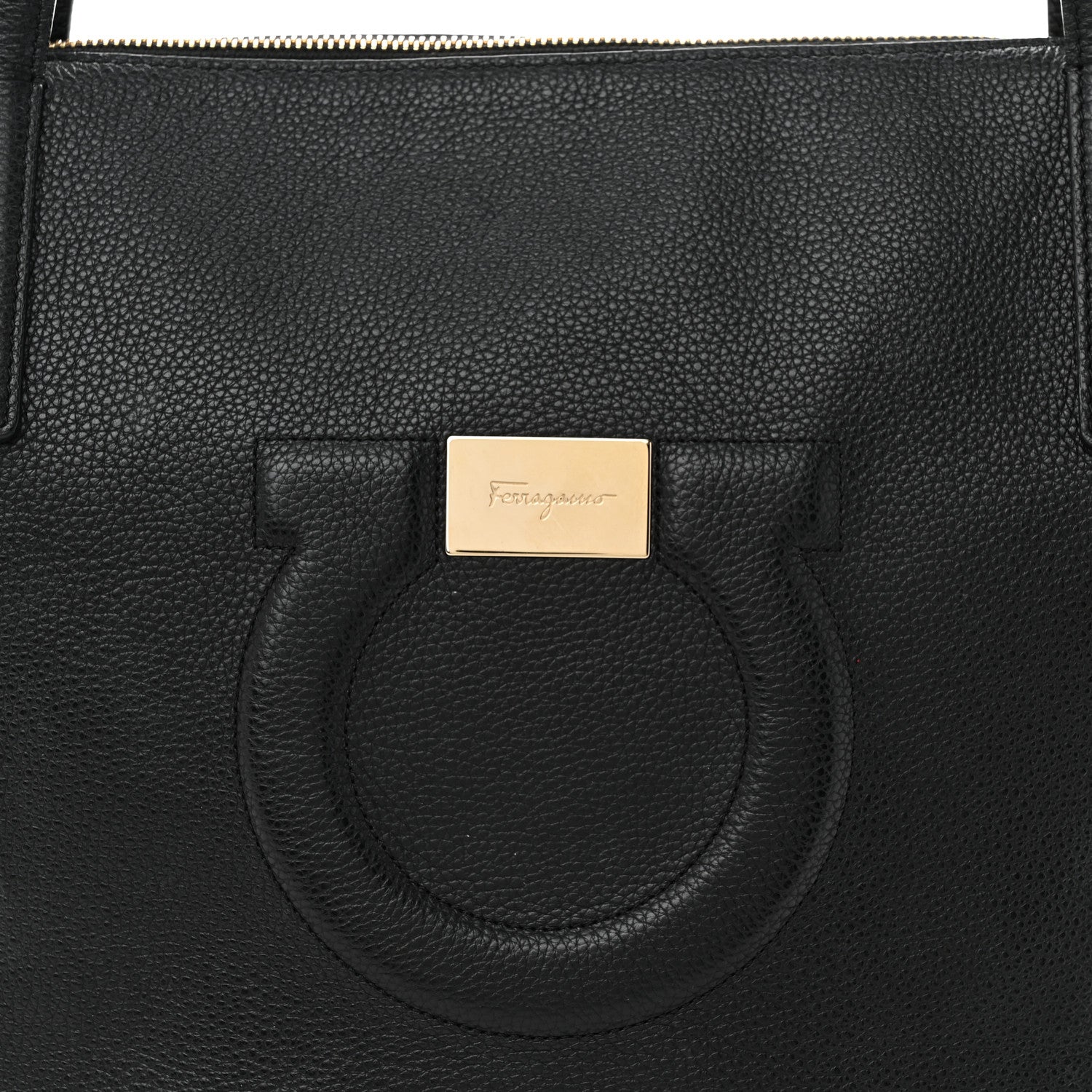 Salvatore Ferragamo Grainy Calfskin Medium Gancini Tote Black 8 of 12