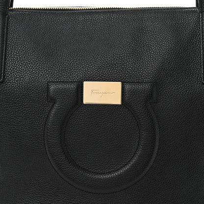 Salvatore Ferragamo Grainy Calfskin Medium Gancini Tote Black 8 of 12
