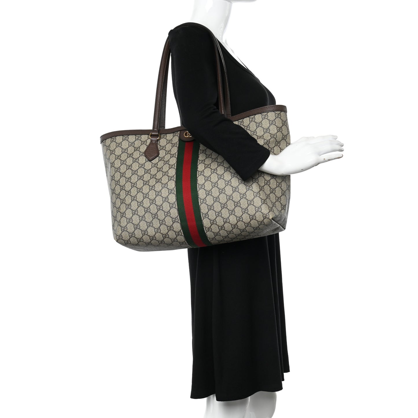 GG Supreme Monogram Medium Ophidia Shopping Tote Brown
