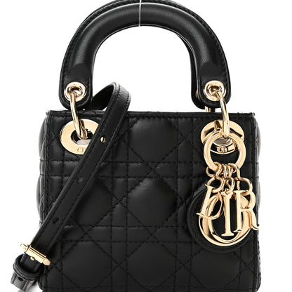 Christian Dior Lambskin Cannage Micro Lady Dior Black 7 of 9