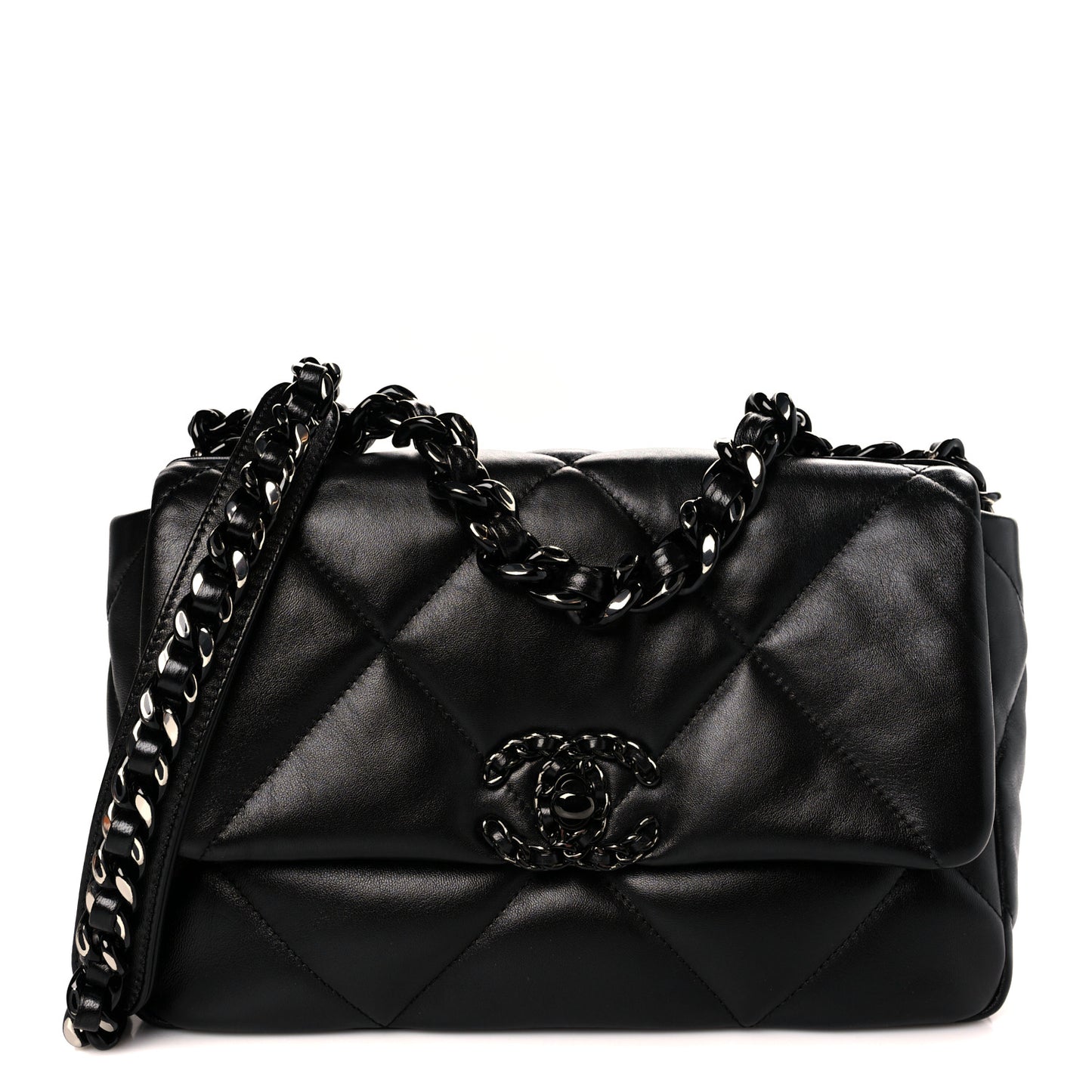 Lambskin Quilted Medium Chanel 19 Flap So Black