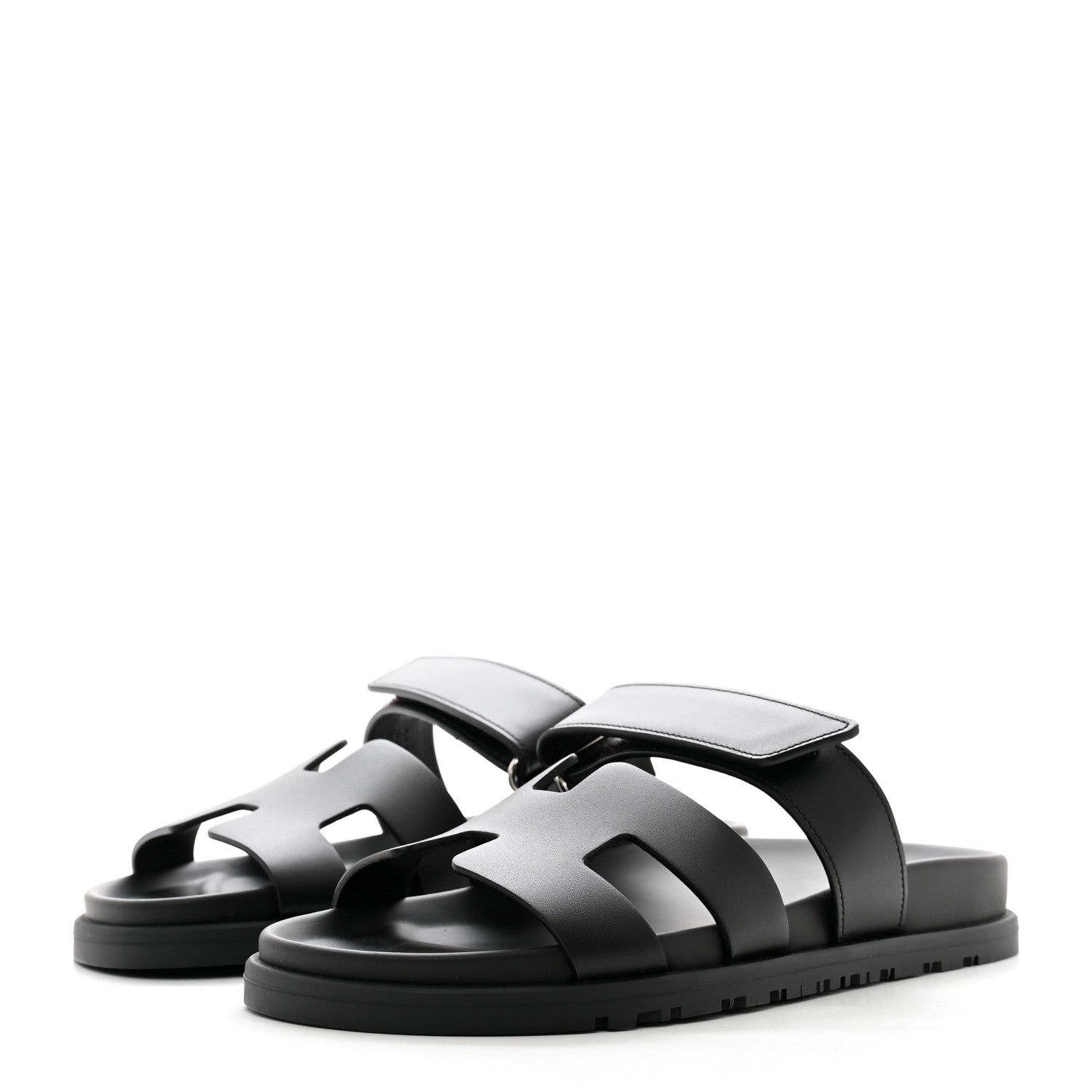 Hermes Calfskin Womens Chypre Sandals 37 Black 3 of 9