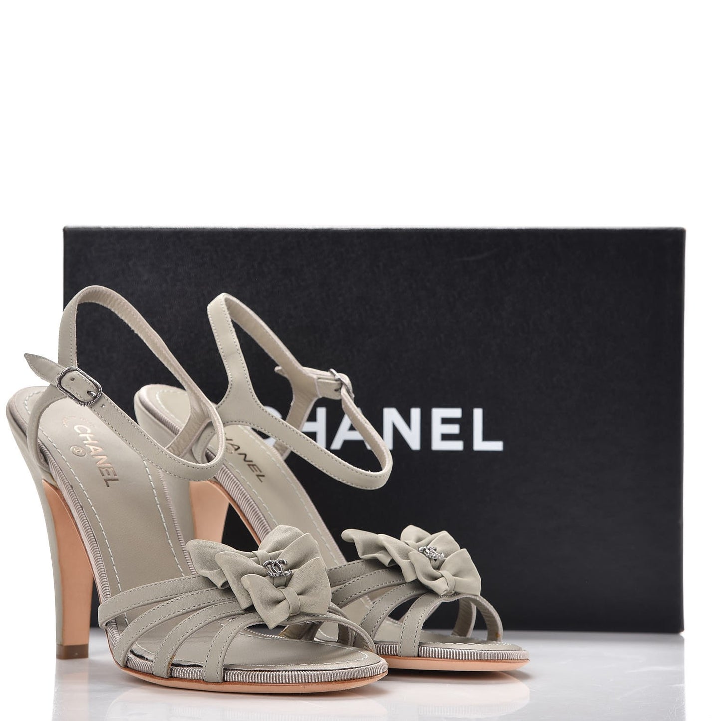 Lambskin Bow Sandals 36.5 Grey