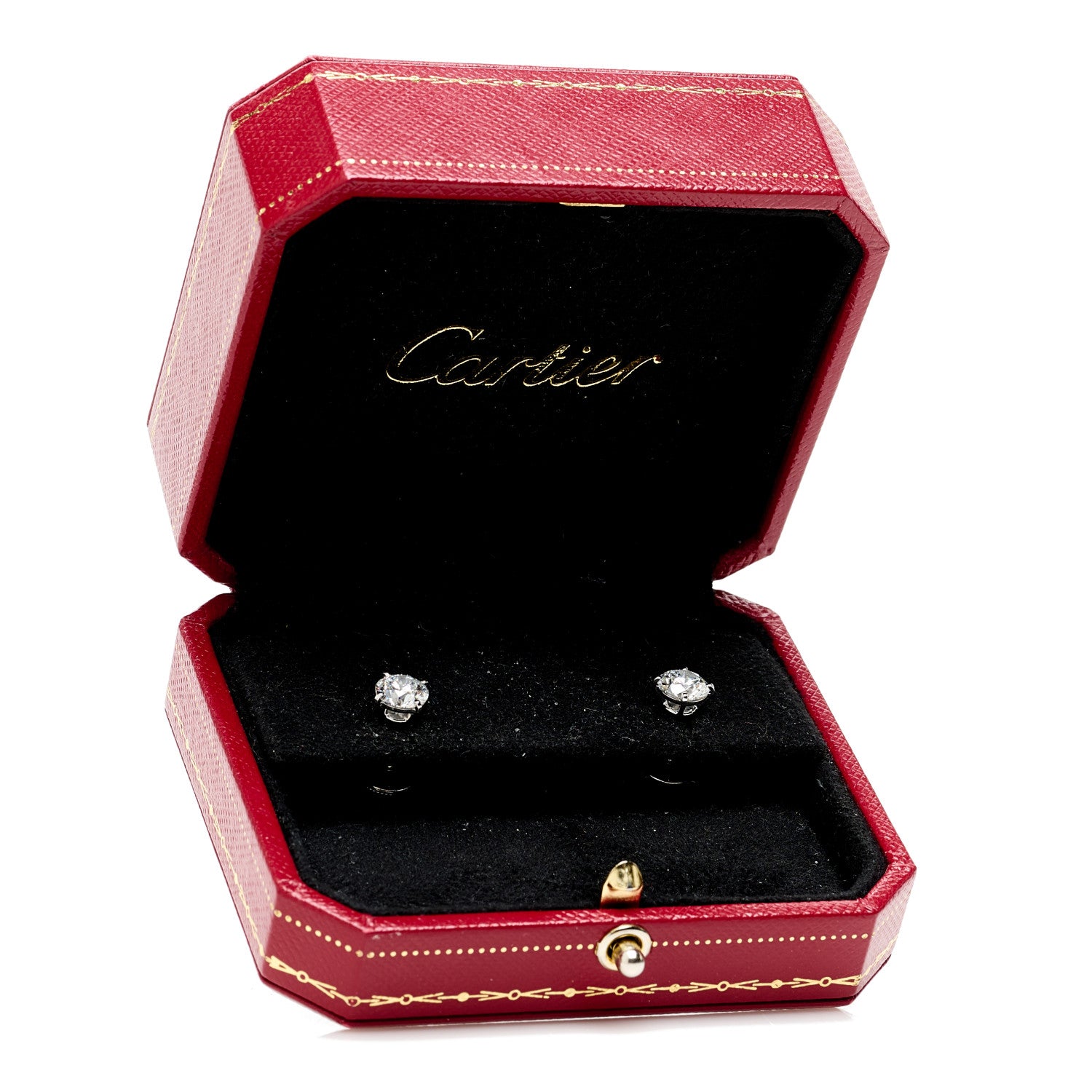 Cartier 18K White Gold Diamond 2.20ctw Solitaire Earrings 5 of 5