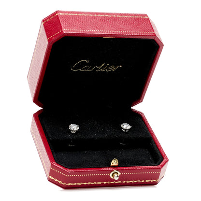 Cartier 18K White Gold Diamond 2.20ctw Solitaire Earrings 5 of 5