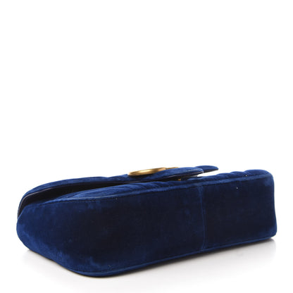 Gucci Velvet Matelasse Small GG Marmont Shoulder Bag Cobalt Blue 4 of 10