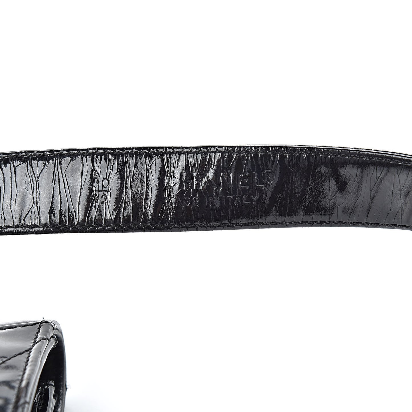 Patent Chevron Quilted Belt Bag 80 32 Black